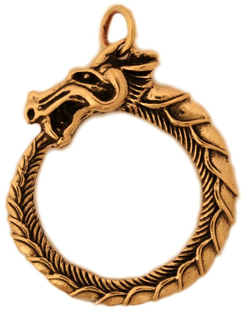 Wikinger Anhänger „Midgardschlange“ aus Bronze – Ouroboros Amulett 5,1 cm nordische Weltschlange