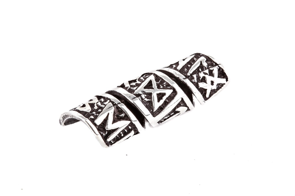 [ap1] Wikinger Perle "Runa" aus Silber 925 – Bart- & Haarperle mit Runeninschrift 2,5 cm