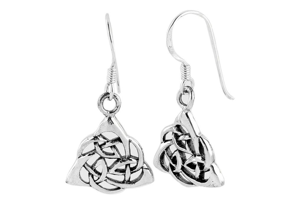 Ohrhänger Triade Dreieinigkeit aus 925 Silber – Keltisches Knotenmuster Ohrschmuck 1,9 cm