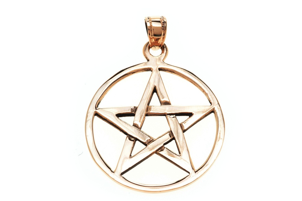 Schmuck-Anhänger ASKJA Ø 2,3 cm – Wunsch- & Schutzamulett Pentagramm aus Bronze für Magie & Balance