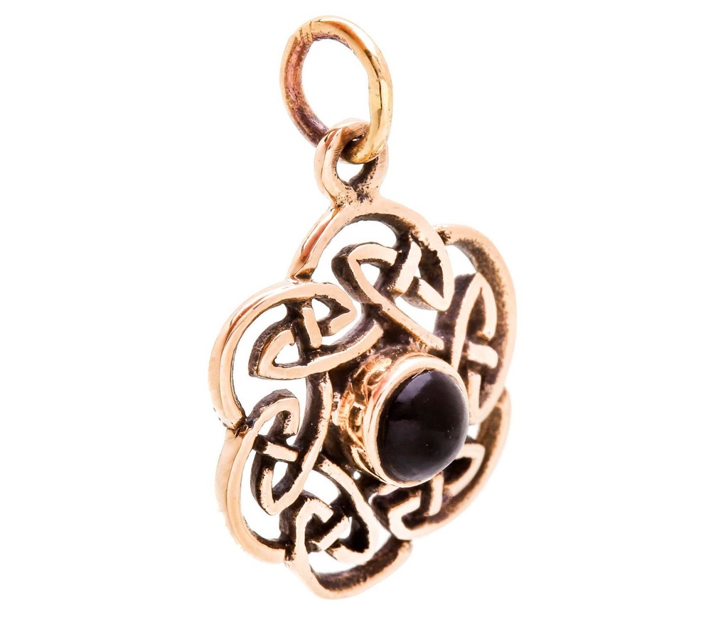 Schmuck Anhänger Nuada 2,5 cm – Bronze – Keltisches Amulett mit Onyx für Schutz & innere Stärke