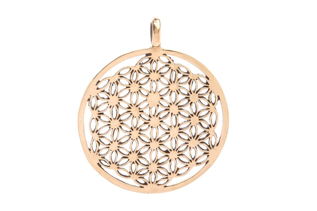 [amb516] Schmuckstück  Großer Schmuck Anhänger Die BLUME DES LEBENS Ø 3.9 cm Bronze 3.9 cm