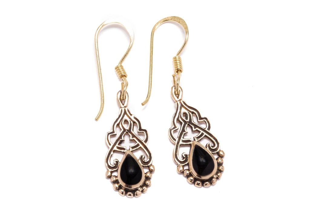 Ohrhänger 'Black Raindrop' Bronze Schmuck für Mittelalter, Reenactment und Larp