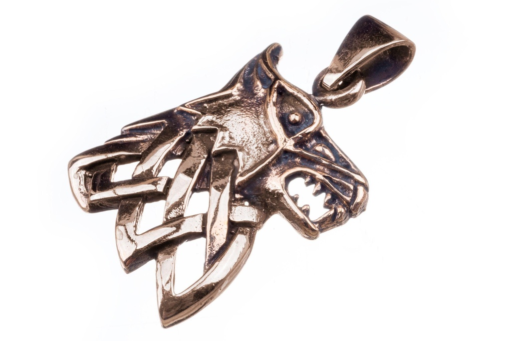 Wikinger Anhänger „Fenriswolf“ aus Bronze – Nordisches Amulett 3,3 cm mit mythologischer Wolfsdarstellung