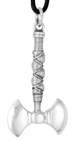 Anhänger BILDUR Doppelaxt aus Silber – Wikinger Axt Amulett 4,2 cm