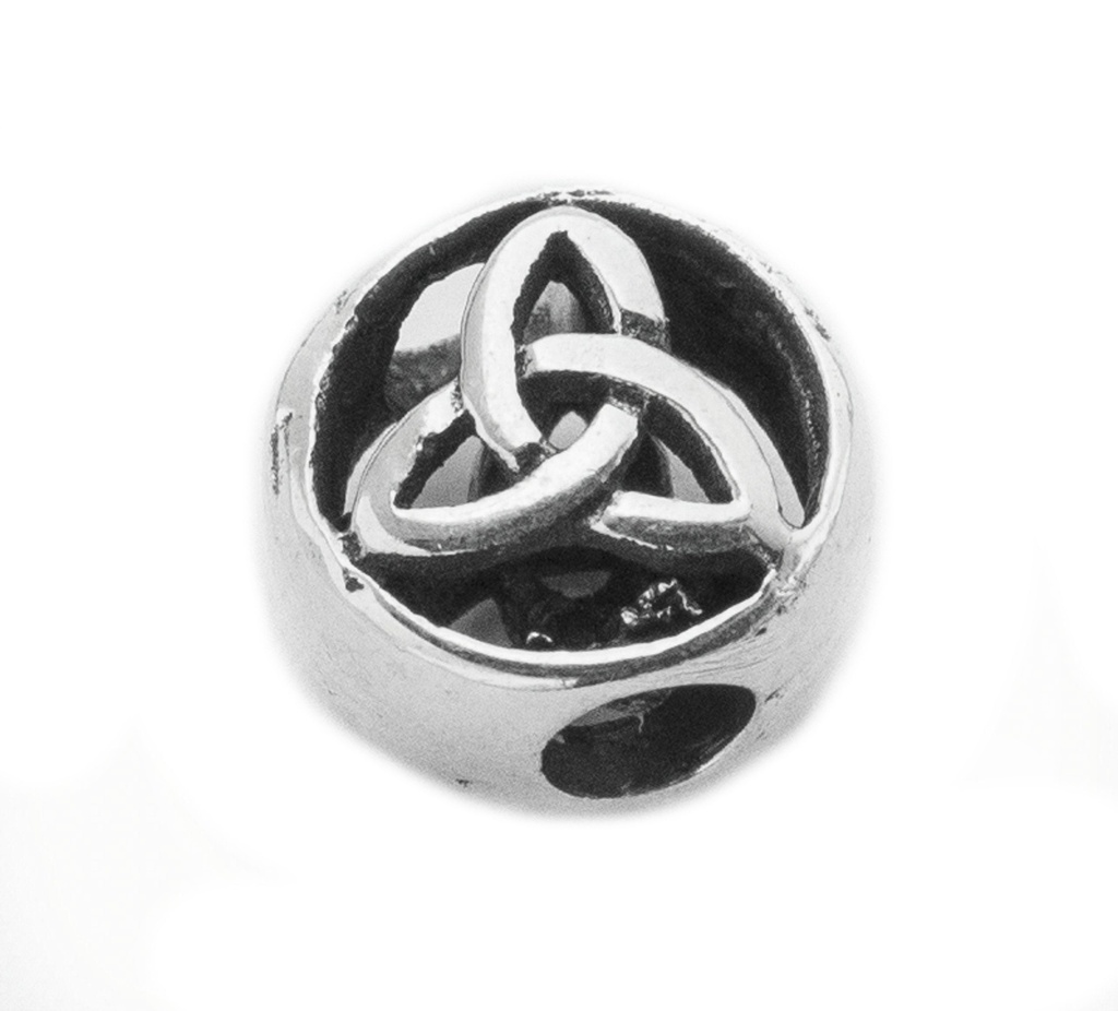 Keltische Schmuckperle ALIZA aus 925 Silber – 9 mm Silberperle mit Triquetra-Symbol