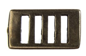 [N-STP-18-21] Zierbeschlag „Gitter“ – Altmessingfarbener Steampunk-Beschlag in Mechanik-Optik