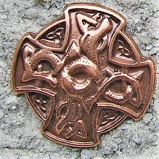 Drachen-Kreuz Zierbeschlag in Kupferoptik – Keltisches Drachensymbol 33 x 33 mm