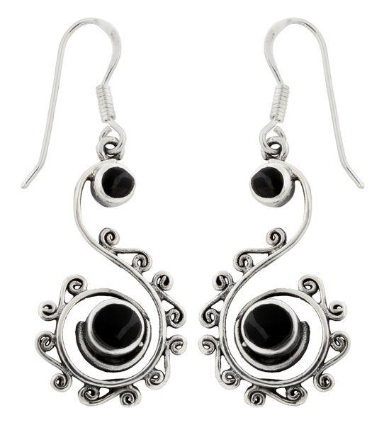 Ohrhänger „Liasa – Spiralkraft des Lebens mit Onyx“ aus 925er Silber – 4,3 cm Damenohrringe