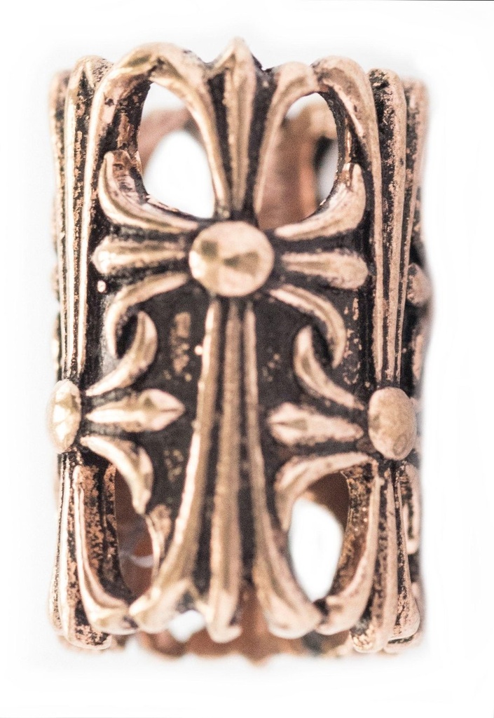 Mittelalter Haar- & Bartperle SIGARD aus Bronze – 14 mm Perle mit Ritterkreuzen für Zöpfe & Bart