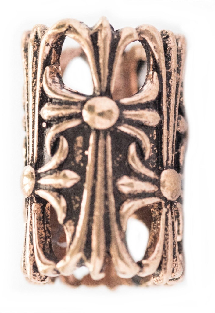 [apb49] Mittelalter Haar- & Bartperle SIGARD aus Bronze – 14 mm Perle mit Ritterkreuzen für Zöpfe & Bart