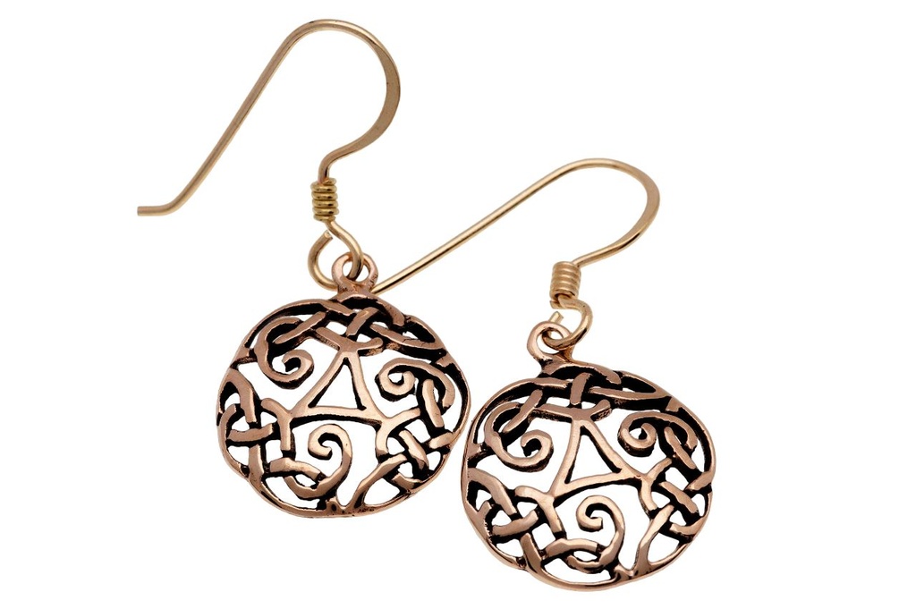 DARIN Ohrringe aus Bronze – Keltische Triskele Ohrhänger mit Spiralmuster 3,1 cm