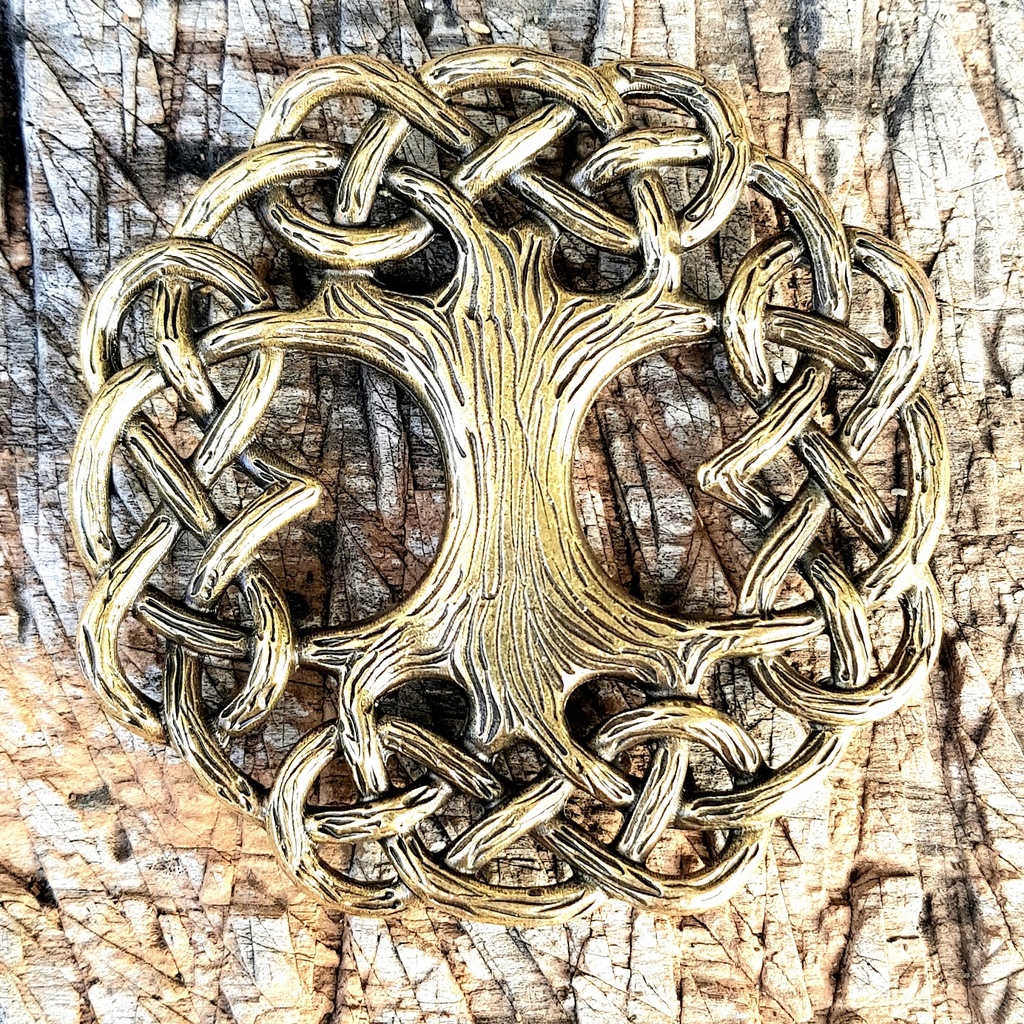 WELTENBAUM, YGGDRASIL, WELTENESCHE groß, messingfarbener Beschlag