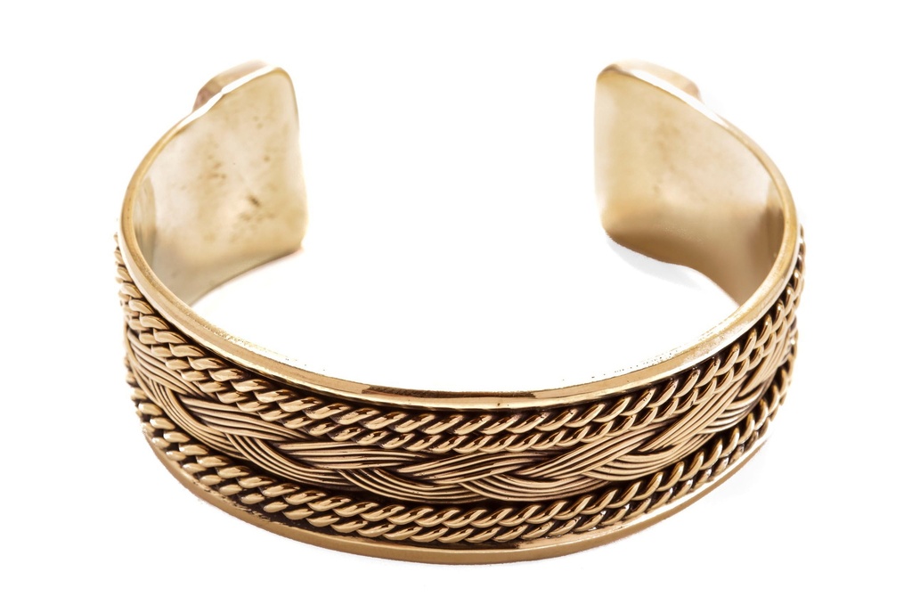 Armreif FANIA aus Bronze – Breiter Wikingerschmuck Ø 6 cm Nordisches Muster