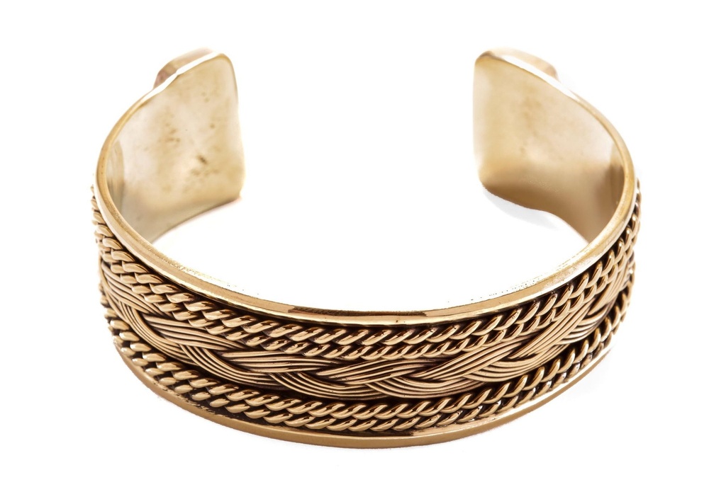[armb63] Armreif FANIA aus Bronze – Breiter Wikingerschmuck Ø 6 cm Nordisches Muster