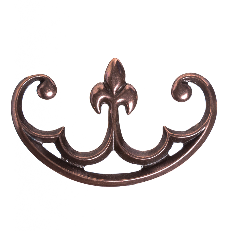 [T-627-4] Kupferfarbener Taschenbeschlag groß – 75 mm Zierbeschlag mit Lilienornament für LARP & Gewandung