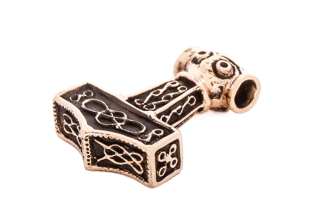 Thorshammer Anhänger RAGHNA aus Bronze – Mjölnir mit Wikingerknoten 2,8 cm