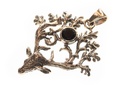 Amulett, Anhänger 'Radjur - Hirsch mit schwarzem Kristall' aus Bronze - Mittelalter, Larp, Fantasy Schmuck