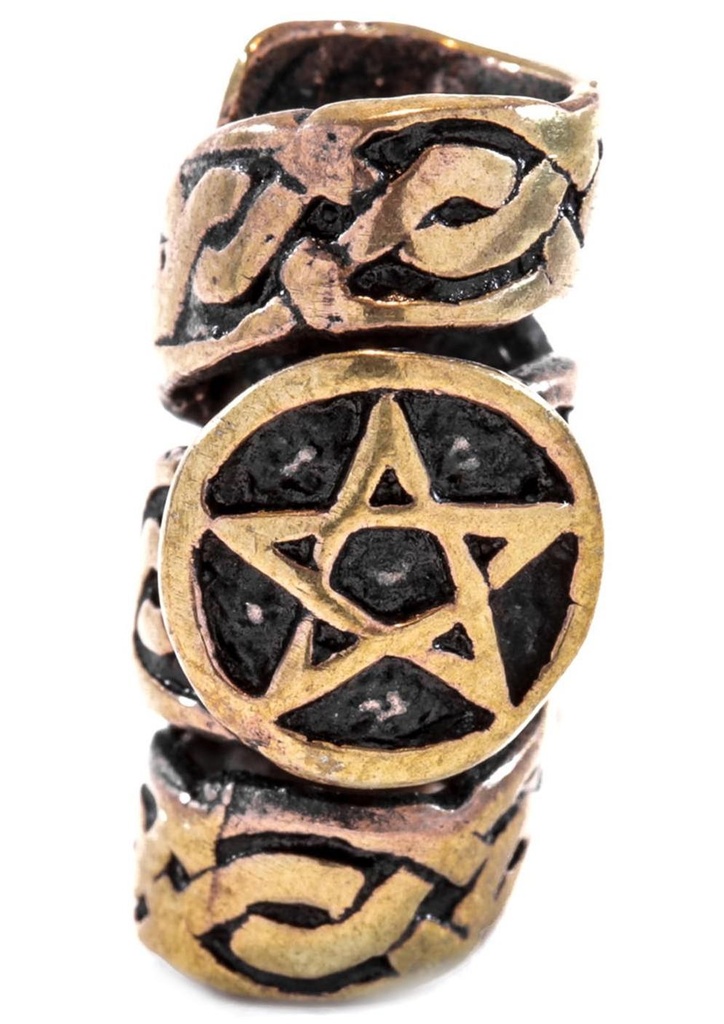 Große Celtic Bartperle FLAITH aus Bronze – 20 mm Haar- & Dreadperle mit Pentagramm