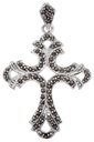 Mittelalter Kreuz-Anhänger ISRA aus 925er Silber – Gotisches Schutzsymbol mit Markasiten (4,7 cm)