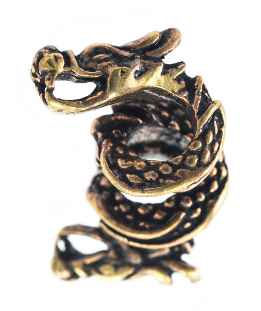 Drachen Bartperle aus Bronze – Wikinger Haarperle DRACONI mit Doppeldrachen 2,4 cm