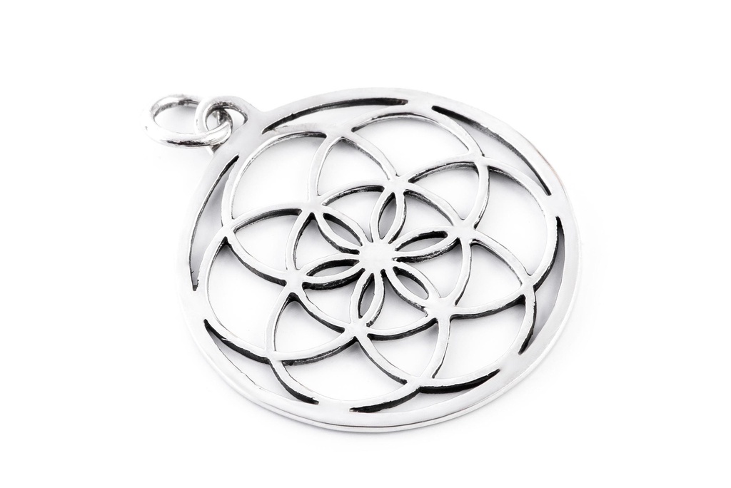 Bohemia Gesundheits Amulett FLORY – Große Blume des Lebens Anhänger aus Silber 925 (Ø 3,5 cm)