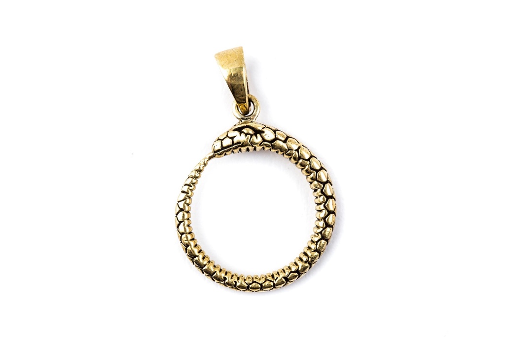 Amulett Anhänger "Wringe – Ouroboros Schlange" aus Bronze – Symbol der Unendlichkeit 3,3 cm
