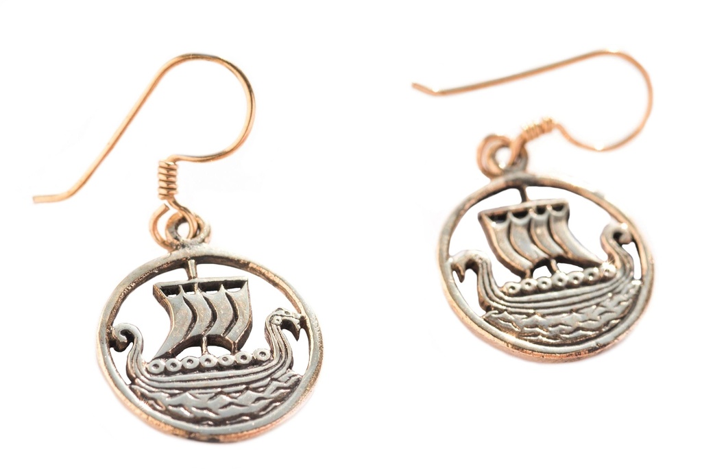 Ohrhänger Svold Drachenboote aus Bronze – Wikinger Schiffsohrringe 4,8 cm