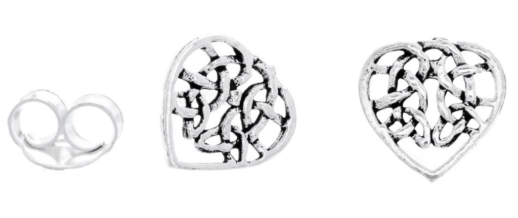 [ost130] Ohrstecker Amica Keltisches Herz aus Silber 925 – Boho Ohrschmuck Ø 7 mm