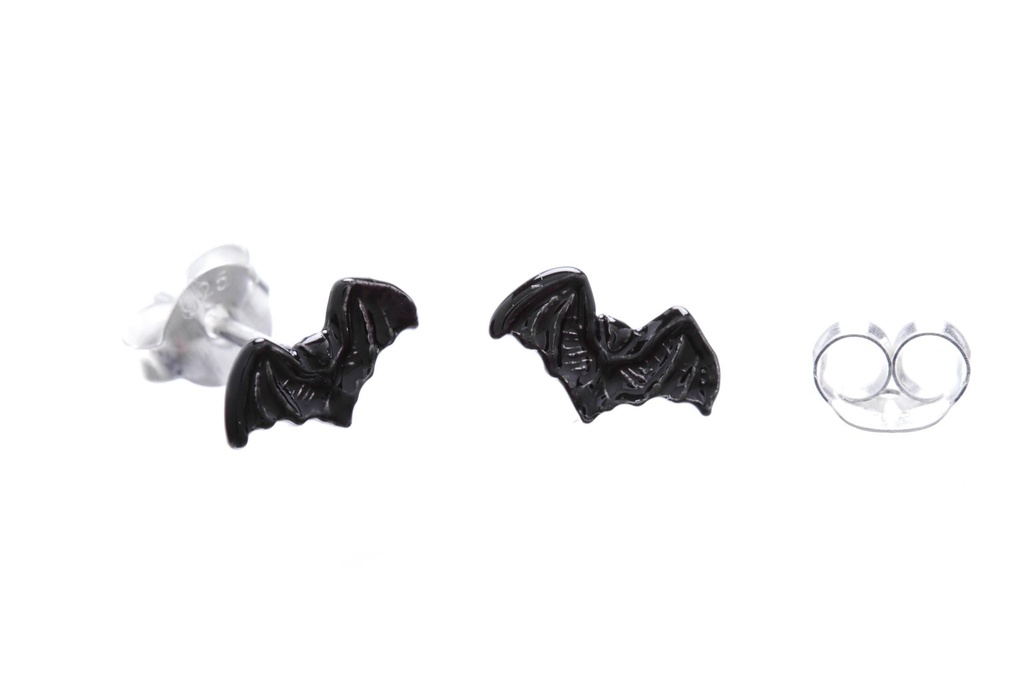Ohrstecker Moonlight aus Silber – Fledermaus Ohrringe 925er schwarz patiniert 9 mm