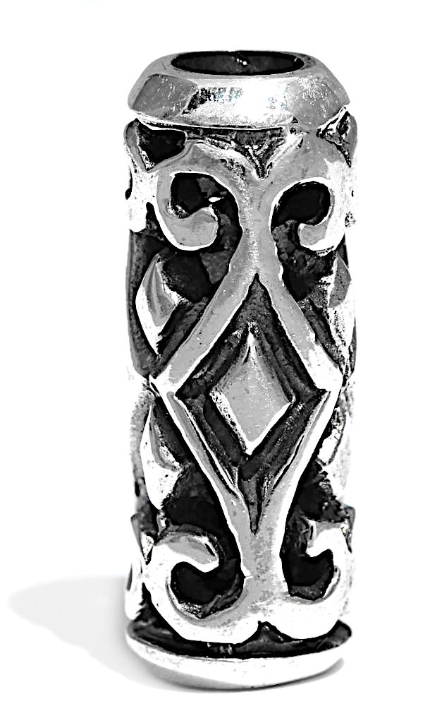 Wikinger Bart- & Haarperle "Aventia" aus Silber 925 – Zopfperle mit kunstvollen Mustern 1,7 cm 
