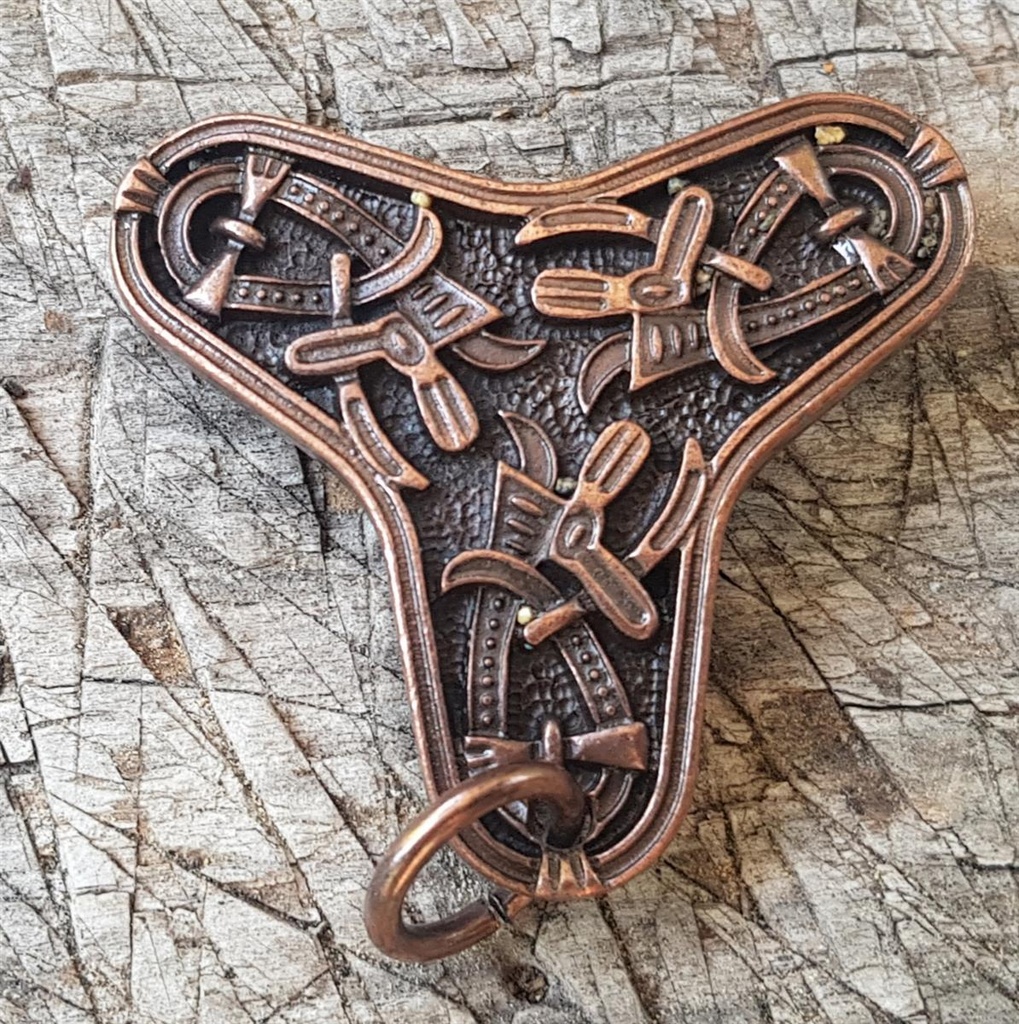 [A-5261-4] Kleeblatt-Fibel groß kupferfarben – Mittelalterliche ZAMAK-Gewandschließe für Reenactment & LARP