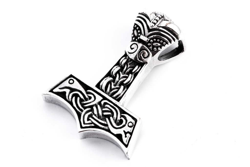 [at45] Thorshammer Anhänger THORANIR aus Silber – Wikinger Mjölnir Amulett 4,1 cm