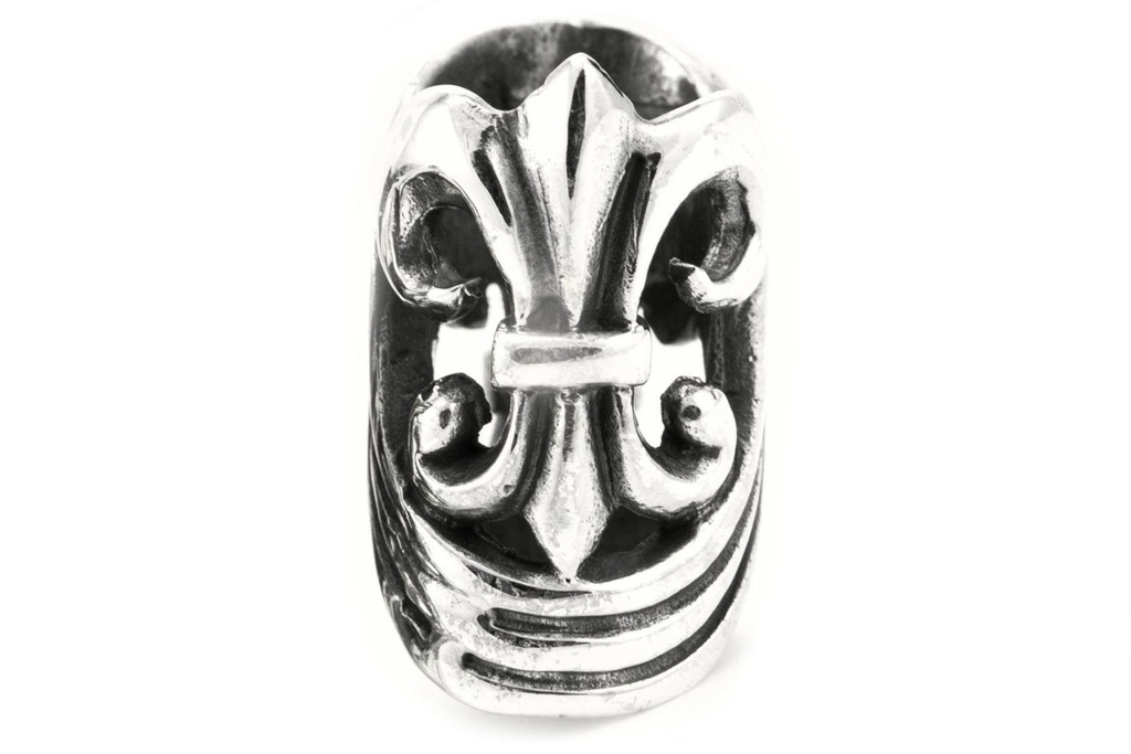 Große Mittelalter Bartperle DURON aus 925 Silber – 17 mm Fleur-de-Lis Haarperle für Dreads & Bärte