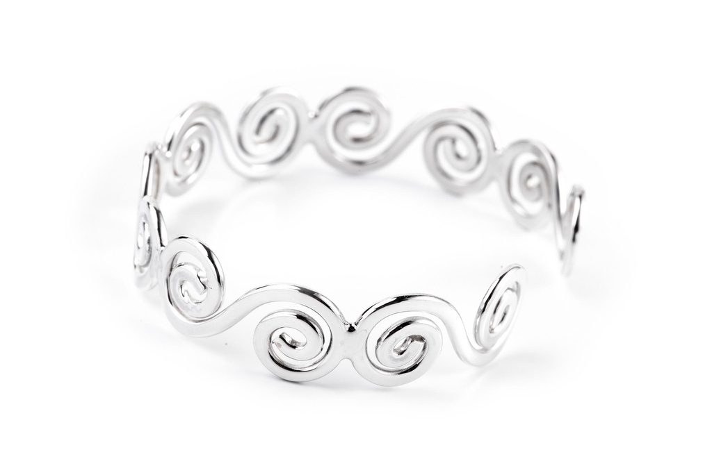 IDALIA Armreif aus Silber – Boho Armspange mit keltischen Spiralen Ø 6,5 cm