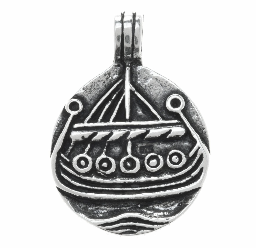 [Av5-2] Schmuck Anhänger Haithabu – Wikingerschiff 3 cm – Silber 925 – Wikinger Amulett für Freiheit und Abenteuer