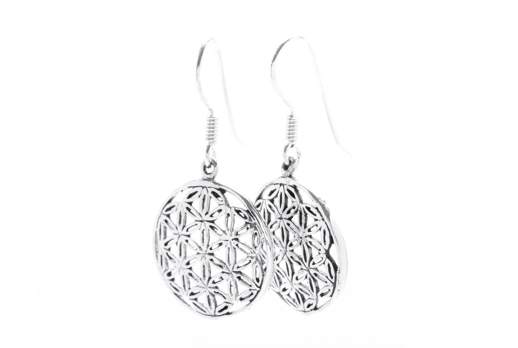 Ohrhänger Blume des Lebens aus Silber 925 – Geometrischer Lebensblumen Ohrschmuck 3,2 cm