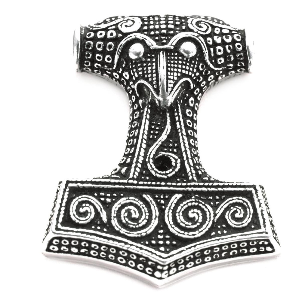 Großer Thorshammer Anhänger Thortal aus Silber – Wikinger Mjölnir Amulett 4,2 cm