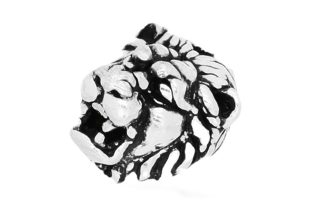 WINDALF Vintage Haar- & Bartperle LION 12 mm – Löwenschmuck aus Silber 925