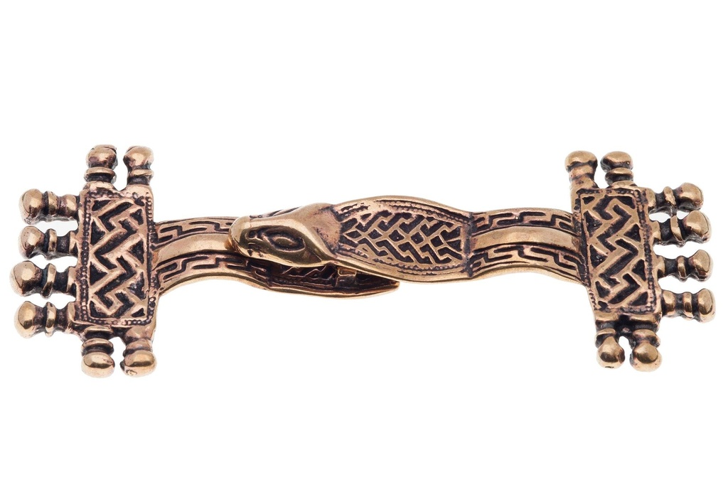 Wikinger Gewandschmuck „Audun“ aus Bronze – Zweiteilige Klappfibel 10,2 cm für Tunika & Mantel