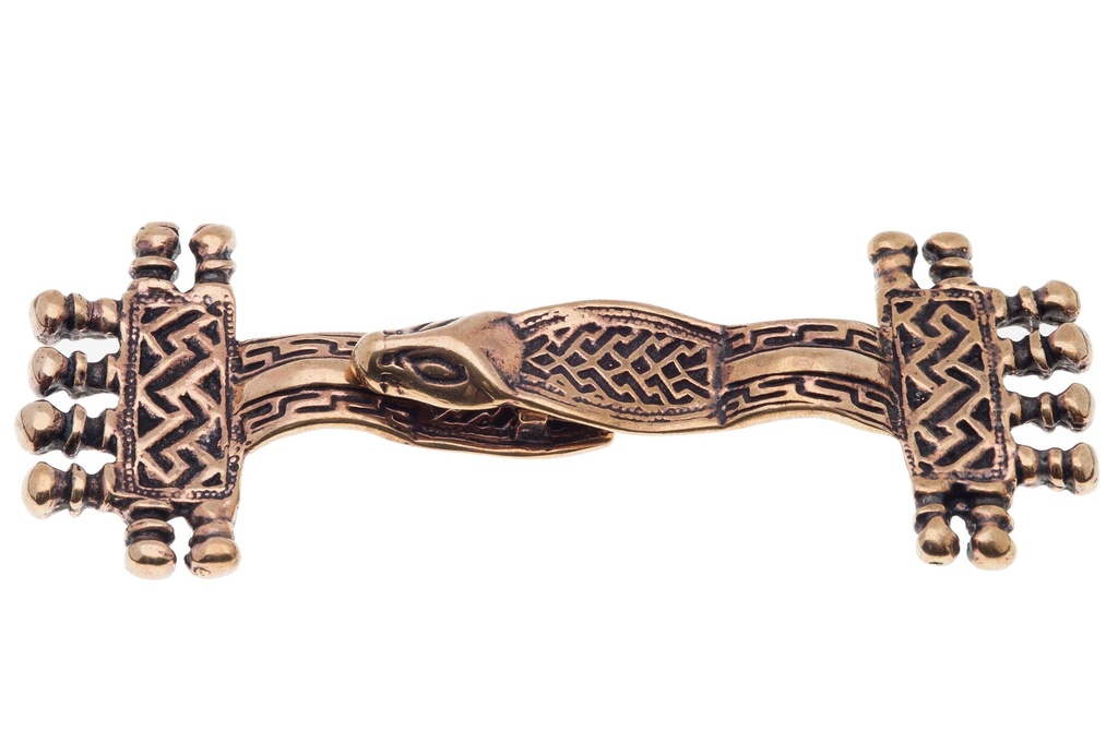 Wikinger Gewandschmuck „Audun“ aus Bronze – Zweiteilige Klappfibel 10,2 cm für Tunika & Mantel