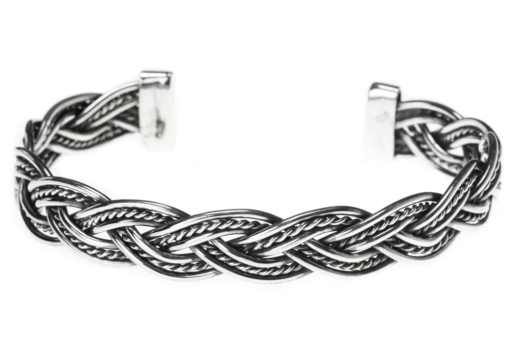 [arm14-2] RAGNAR Armreif aus Silber – Wikinger Armschmuck mit Schmiedestruktur Ø 6,6 cm