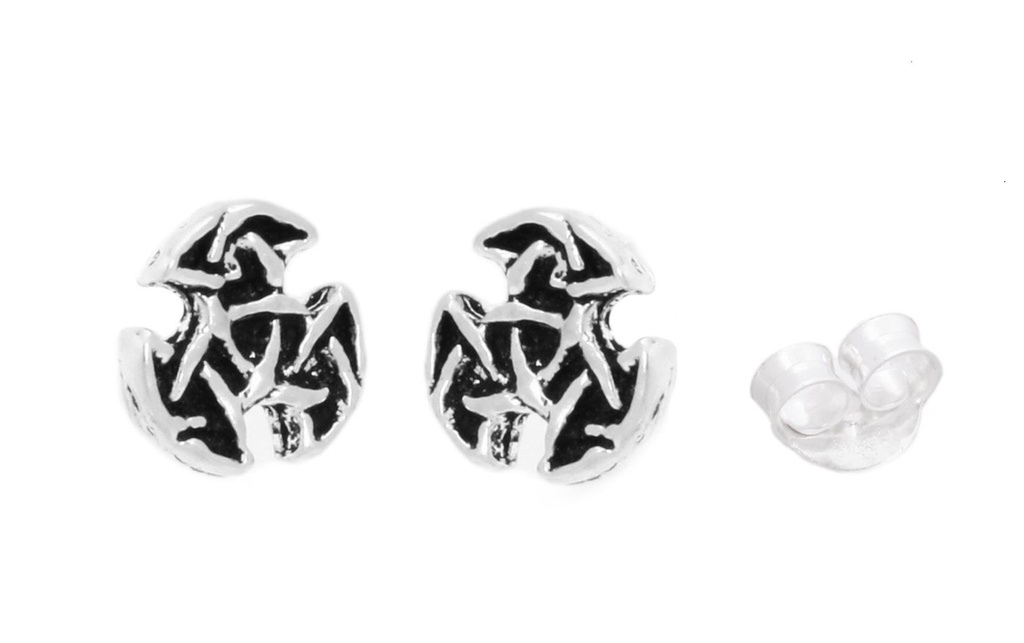 Keltische Ohrstecker Arwain aus Silber – Offener Dreifalt-Knoten 4 mm