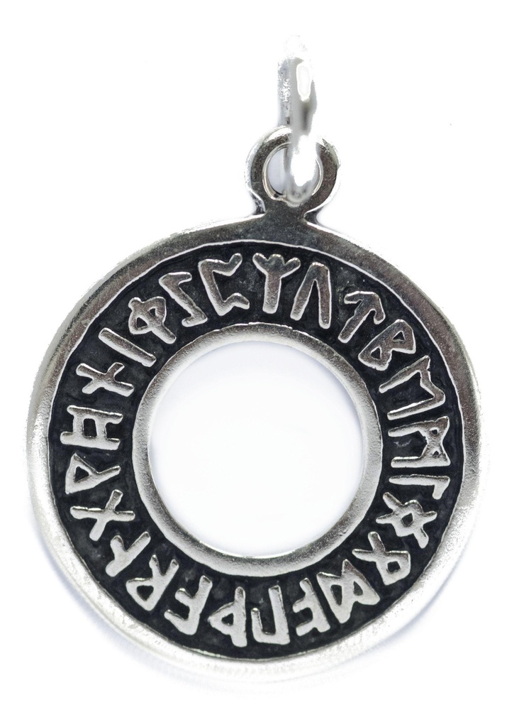 Anhänger FUTHARK RUNEN aus Silber – Wikinger Runen Amulett 3,3 cm
