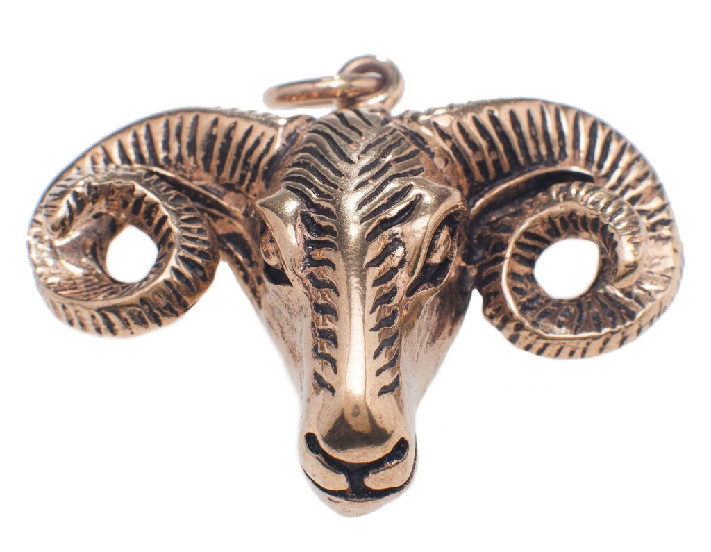 Widderkopf-Anhänger RAM aus Bronze – Symbol für Kraft und Entschlossenheit (4,3 cm) 