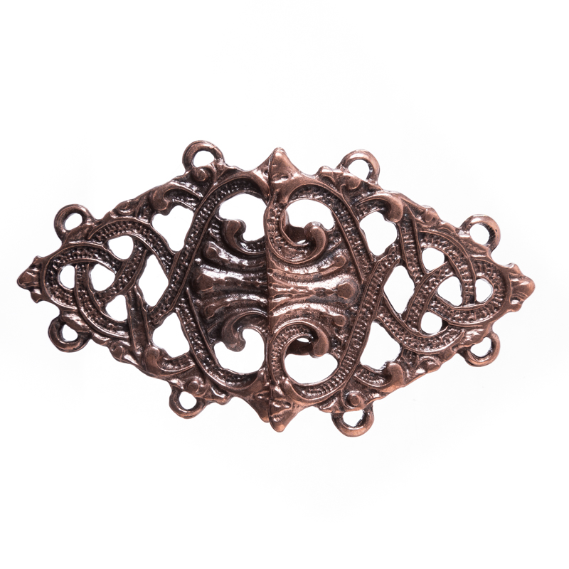 [V-102-4] Tassel Birka kupferfarben – Historischer Wikinger-Verschluss mit Ornamentik im Birka-Stil für Mantel & LARP