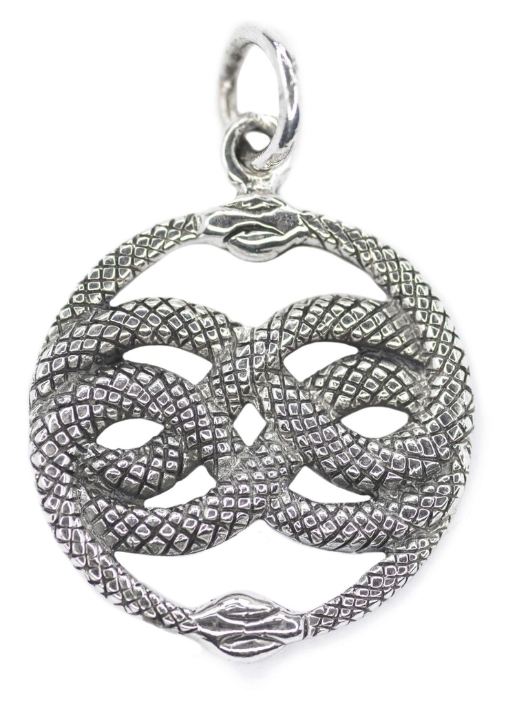 Schmuck Anhänger AURIN 3,1 cm – Symbol der Unendlichkeit mit verschlungenen Schlangen aus 925er Silber