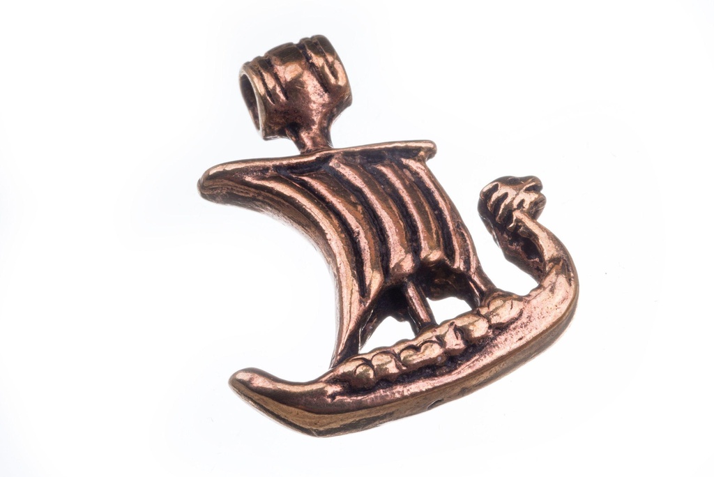 Anhänger NORDWIND aus Bronze – Wikingerboot Drachenschiff Amulett 2,6 cm