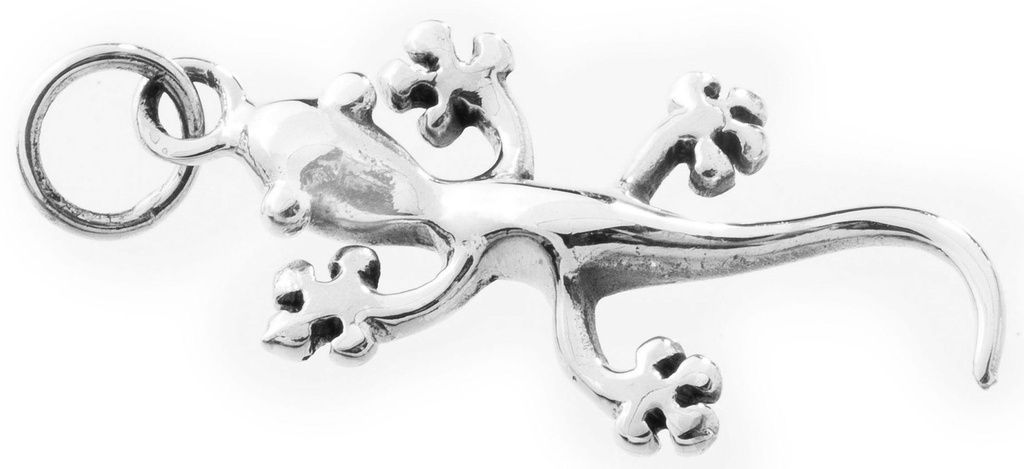 [am95] Schmuckstück  Glücks Schmuck-Anhänger PLANTSCHI 3.3 cm Gecko Amulett Vintage Silber 3.3 cm