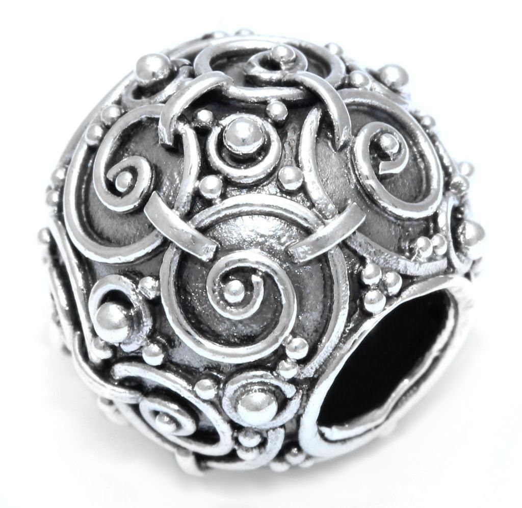 Wikinger Perle "Askur" aus Silber 925 – Bart- & Haarperle mit Spiralmuster 1,2 cm 